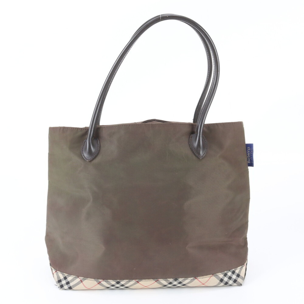 Burberry Nova Check Leather Tote Bag Shoulder Handbag Brown Women's